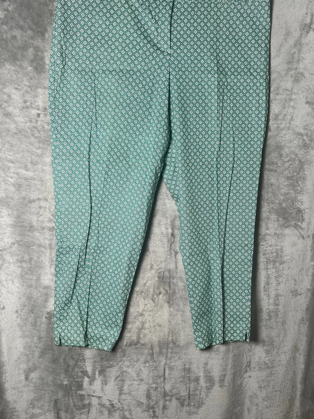 Teal Geometric Stretch Pants